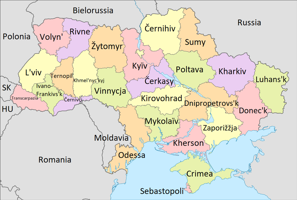Mappa dell'Ucraina da wikepedia.it